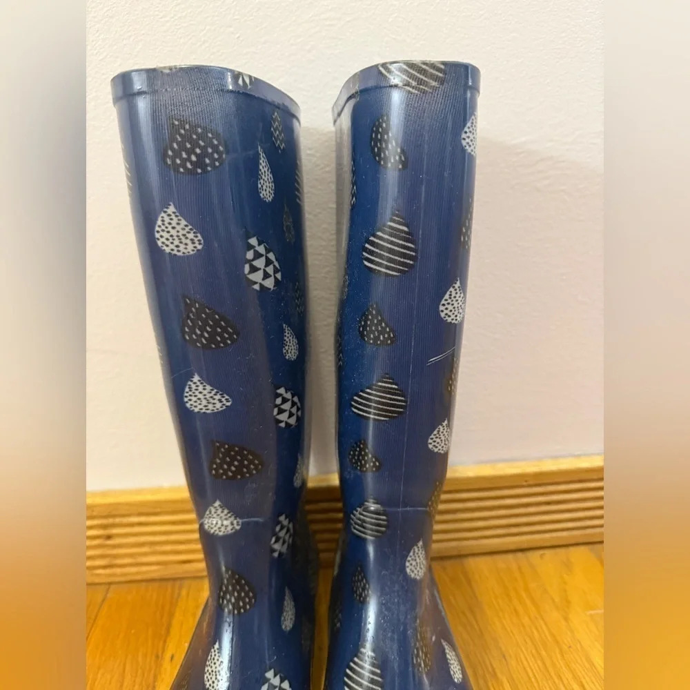 TOMS RAINDROP PRINT RAIN BOOTS WELLIES SIZE 8